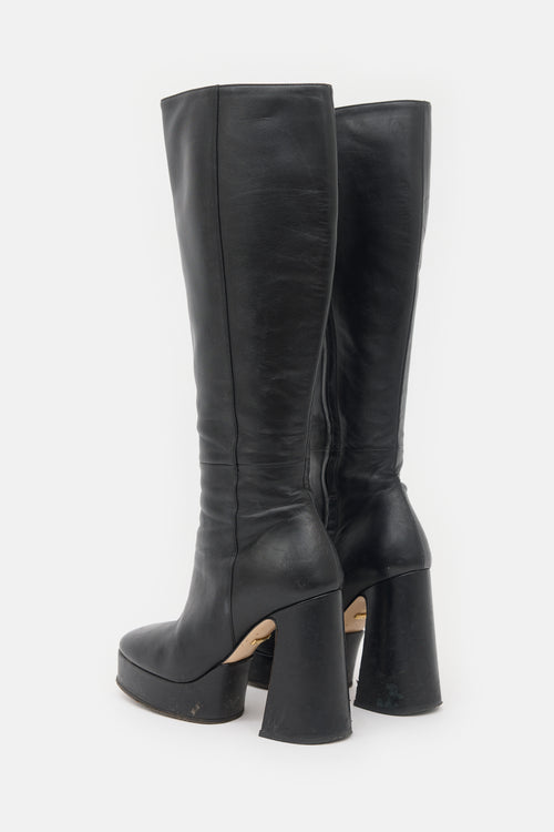 Gucci Leather Platform Knee Boot