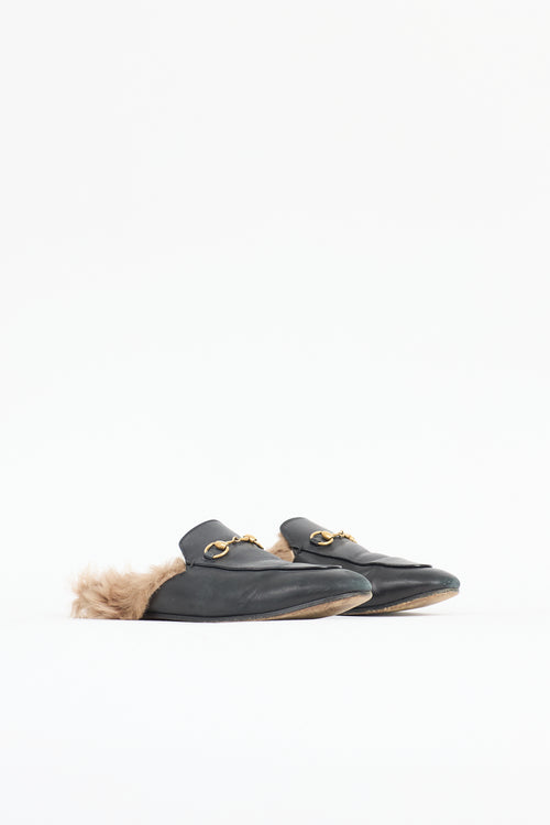 Gucci Leather & Fur Princetown Mule