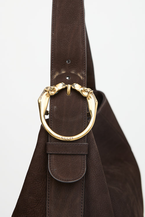 Gucci Leather Ribot Buckle Tote Bag