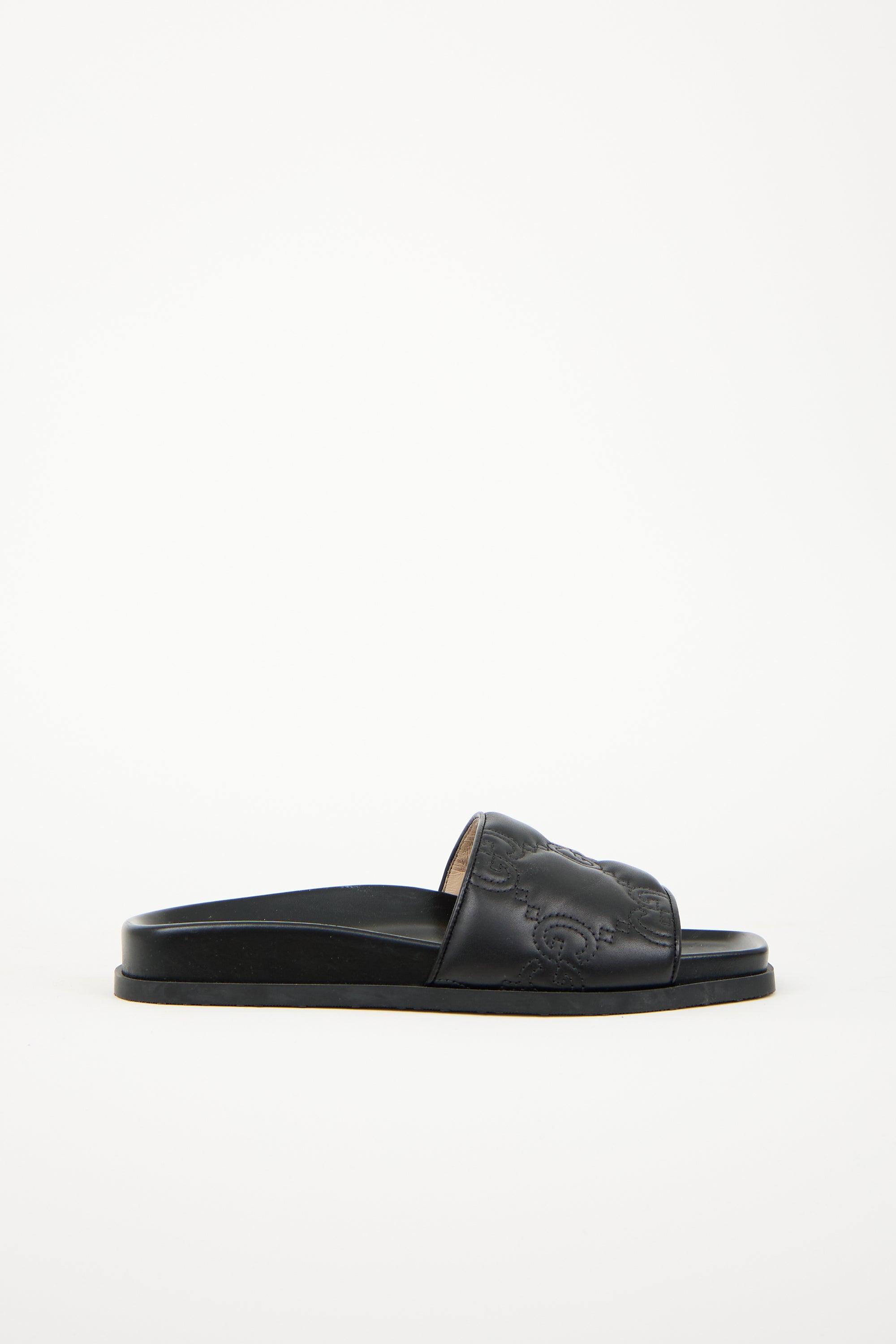 Gucci Leather Jumbo GG Slide