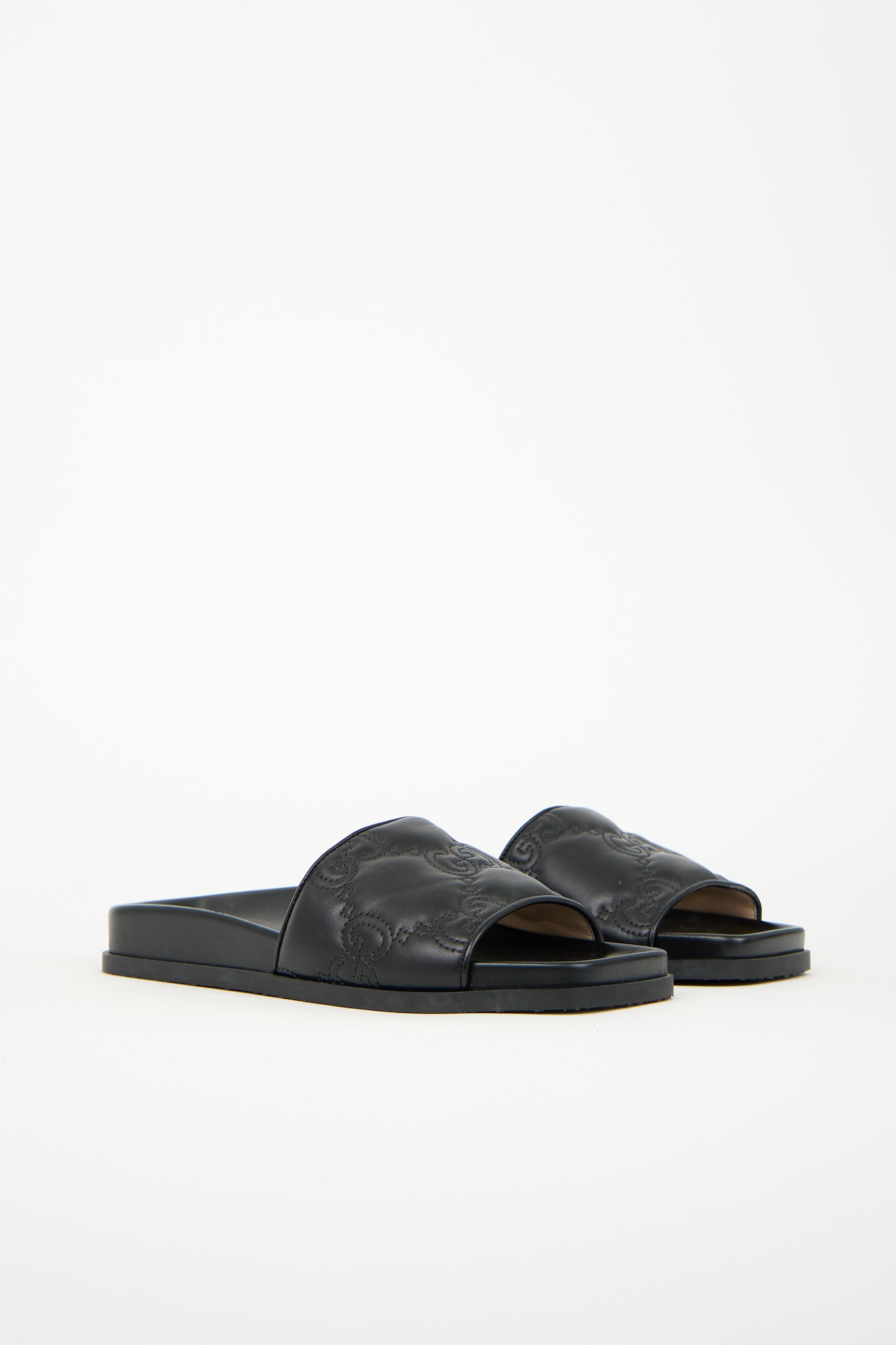Gucci Leather Jumbo GG Slide