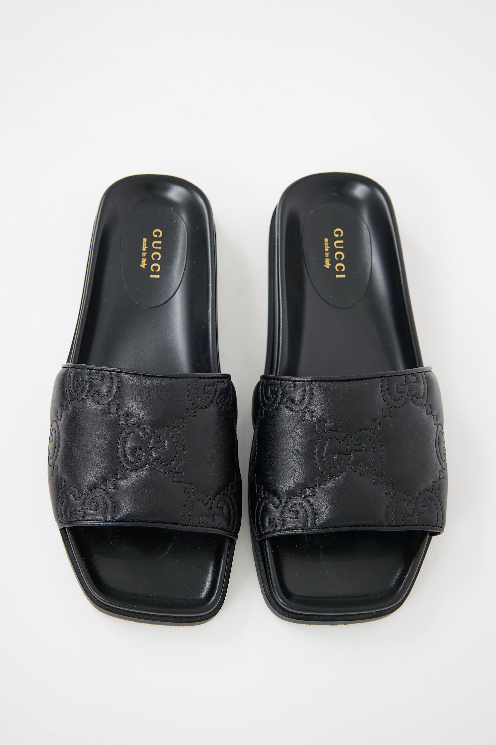 Gucci Leather Jumbo GG Slide