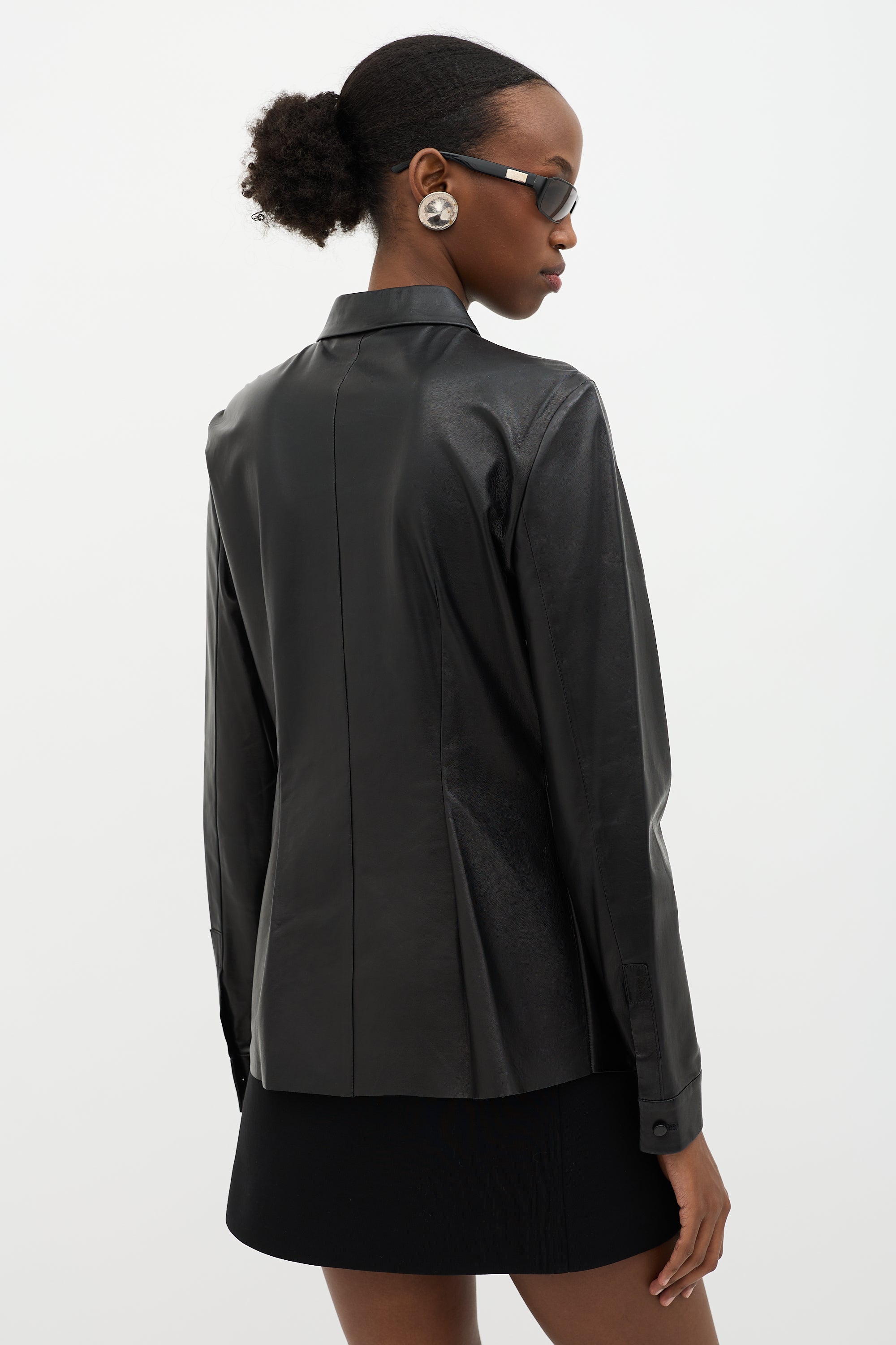 Gucci Leather Concealed Button Shirt