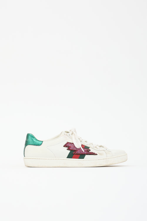 Gucci Leather Embellished Ace Sneaker