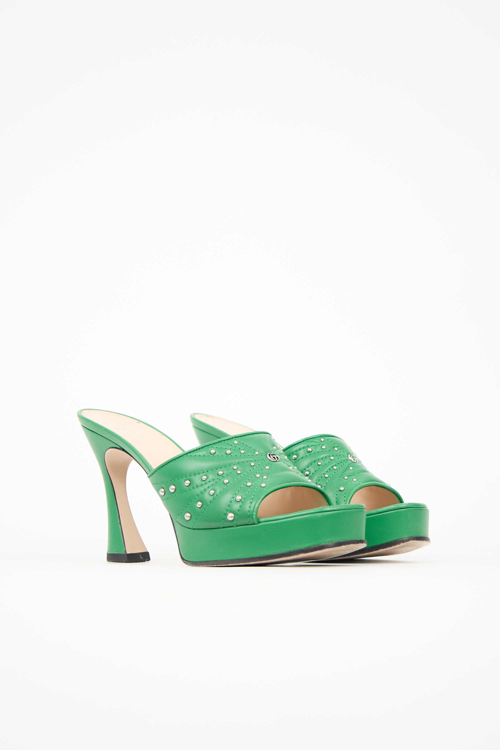Gucci Leather Embellished Platform Mule