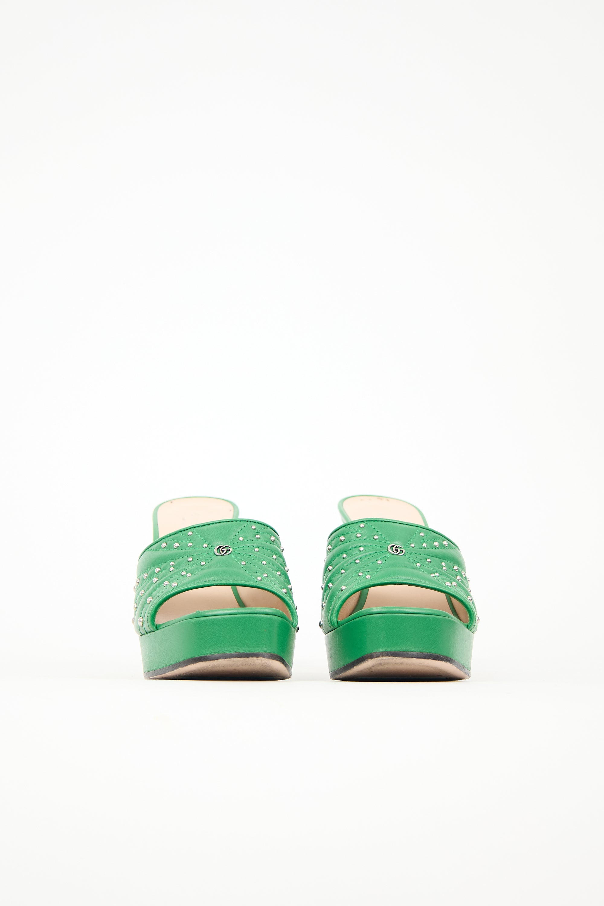 Gucci Leather Embellished Platform Mule