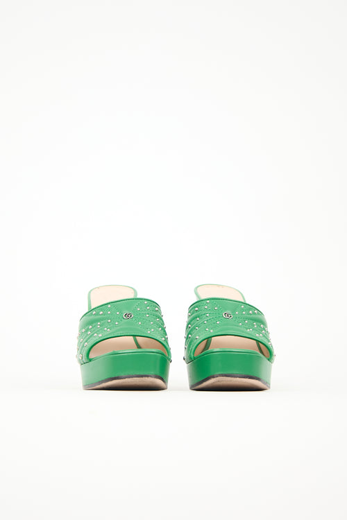Gucci Leather Embellished Platform Mule
