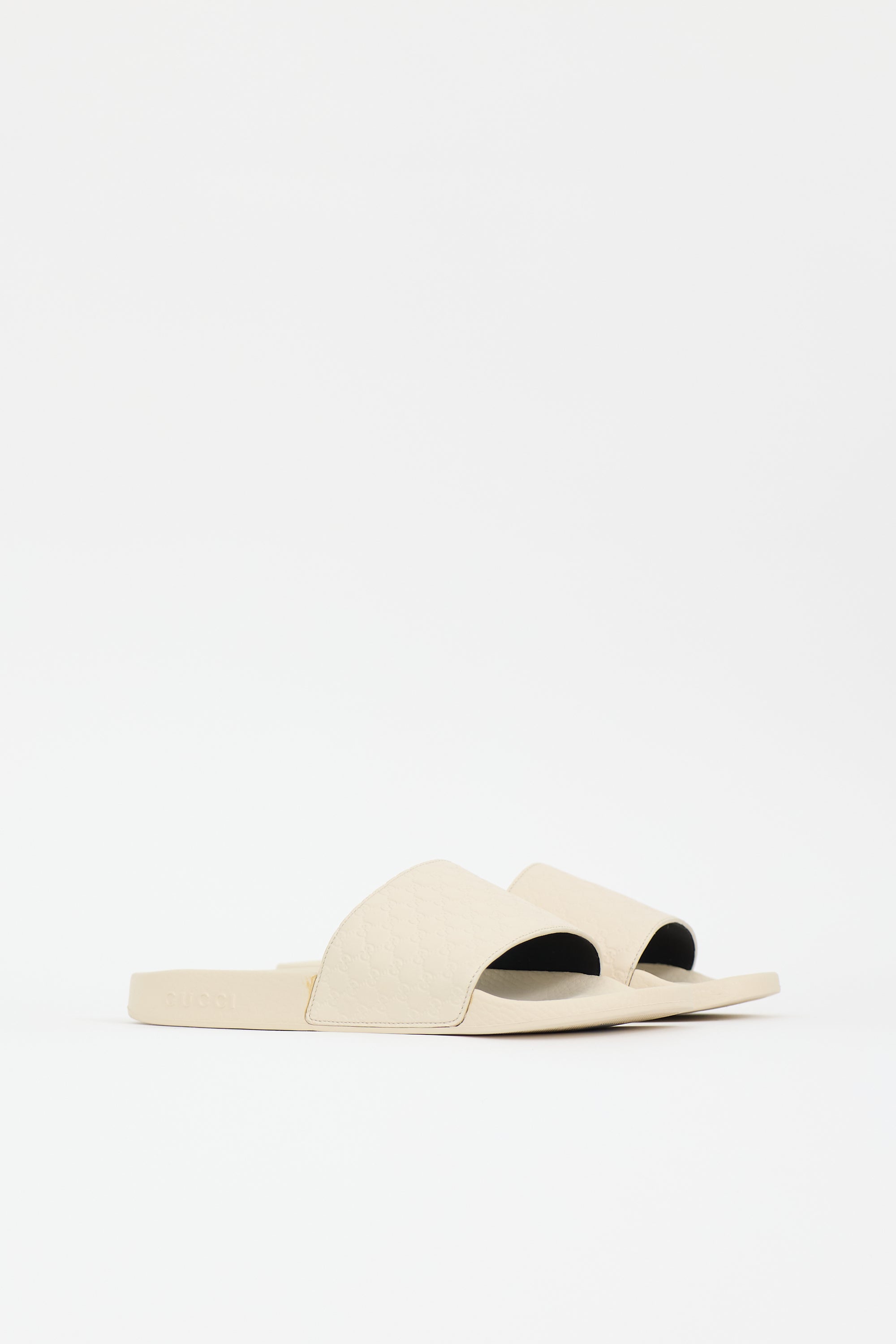 Gucci Leather & Rubber Microguccissima GG Slide