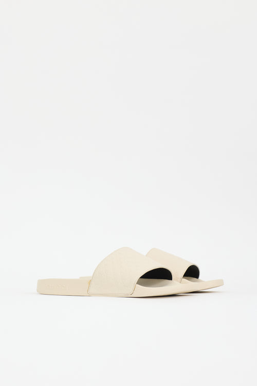 Gucci Leather & Rubber Microguccissima GG Slide