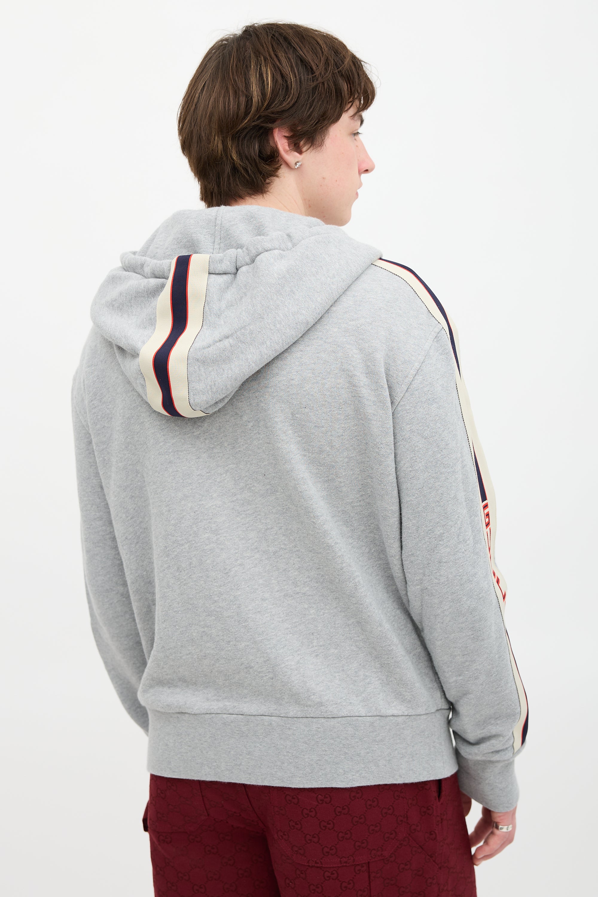 Gucci Logo Stripe Zip Up Sweater