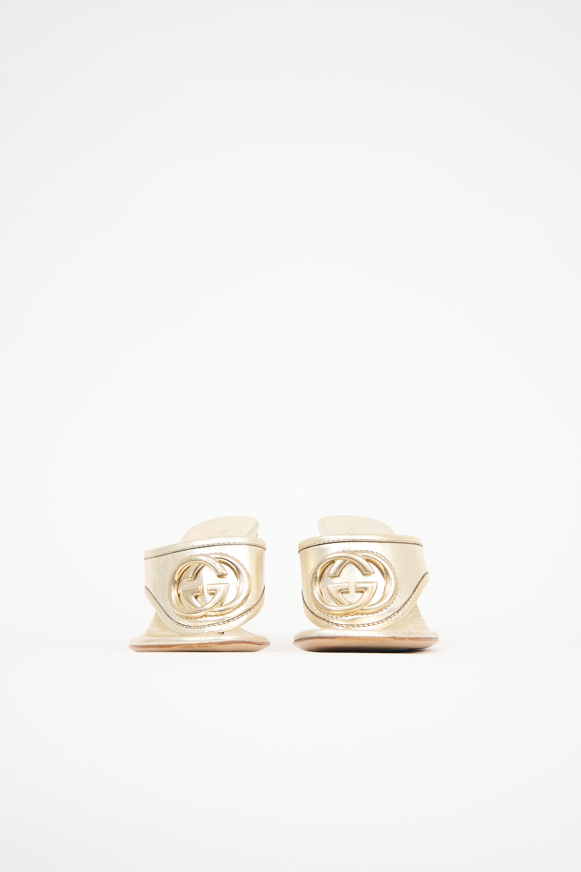 Gucci Metallic Leather GG Sandal