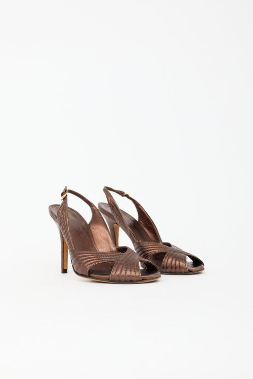 Gucci Metallic Leather Slingback Heel