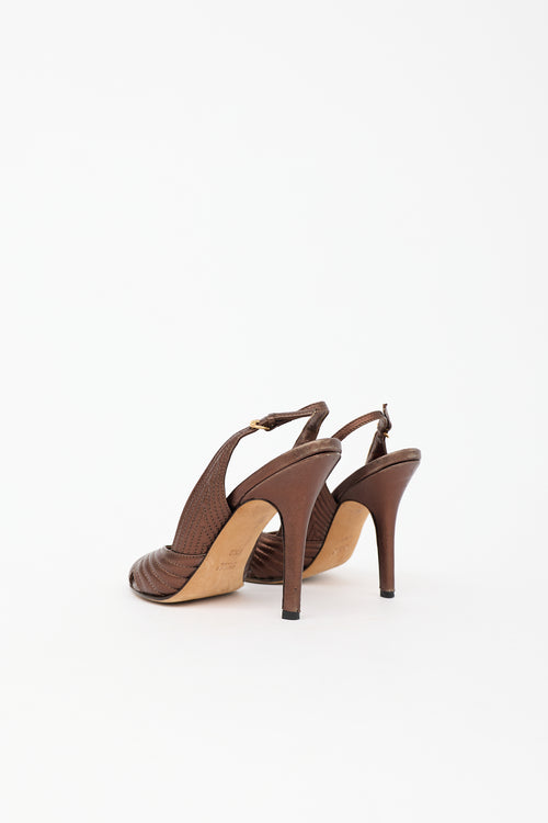 Gucci Metallic Leather Slingback Heel