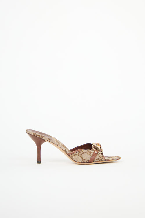 Gucci Leather & Canvas GG Mule