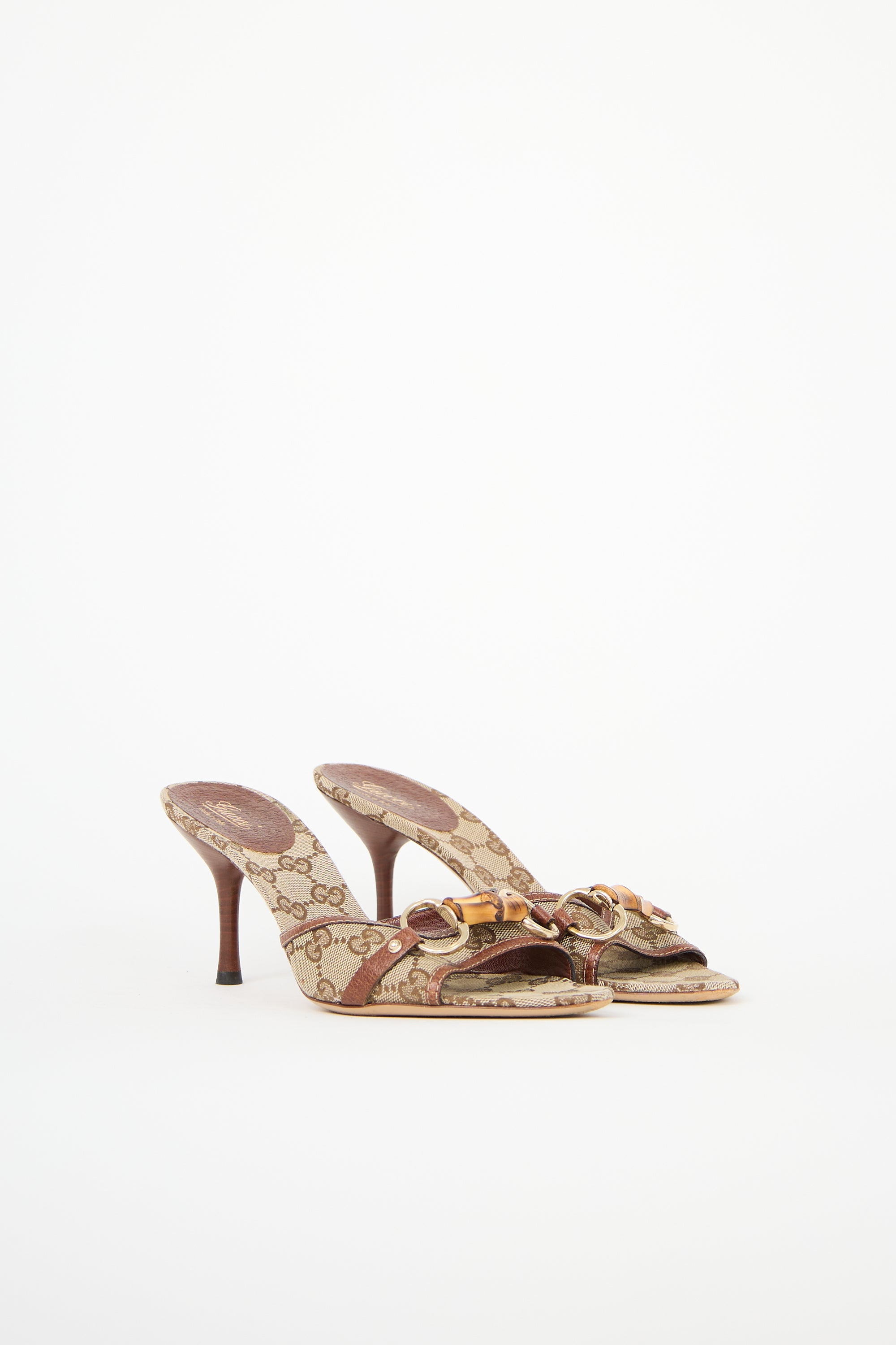 Gucci Leather & Canvas GG Mule
