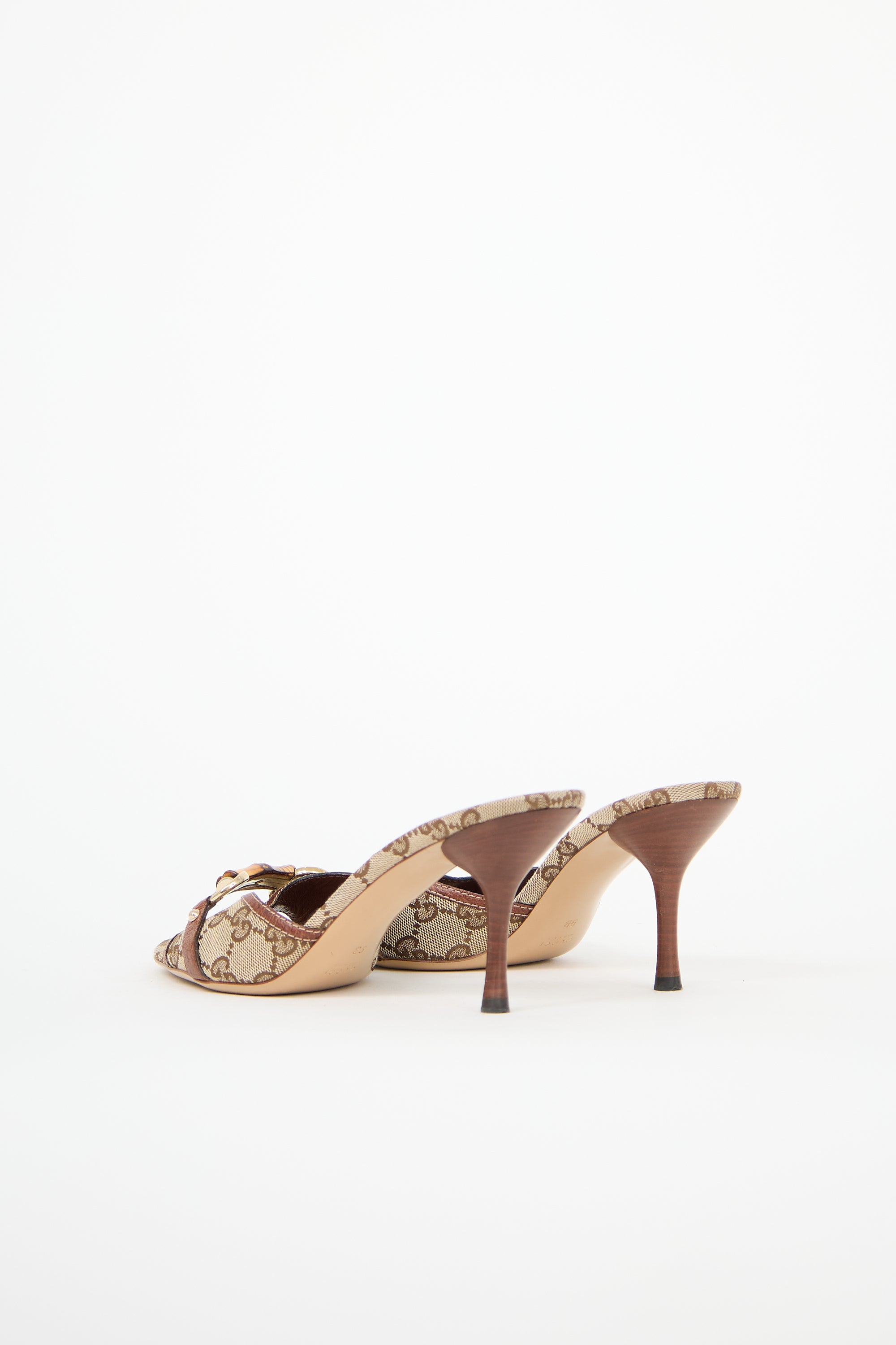 Gucci Leather & Canvas GG Mule