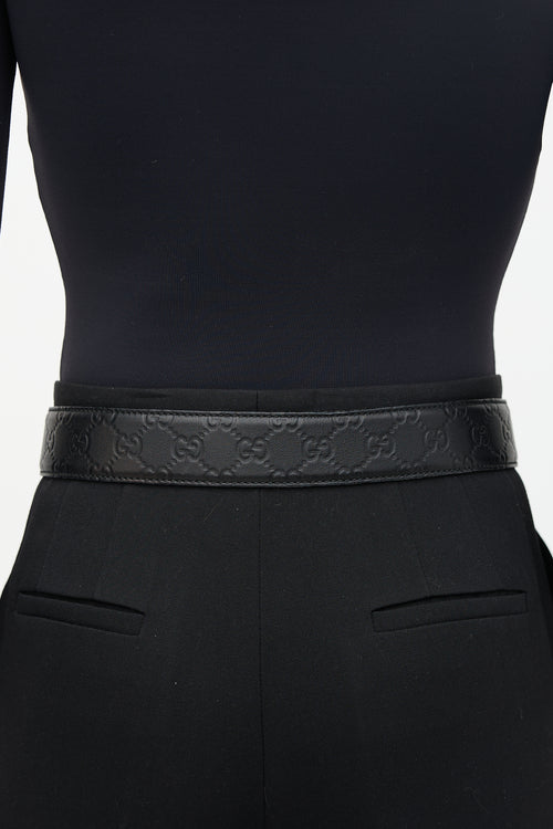 Gucci Monogram Leather Interlocking GG Belt