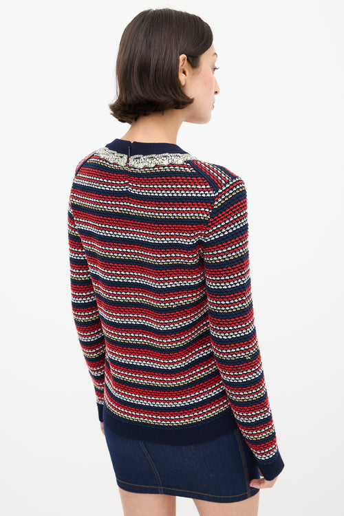 Gucci Navy & Multicolour Knit Sequin Sweater