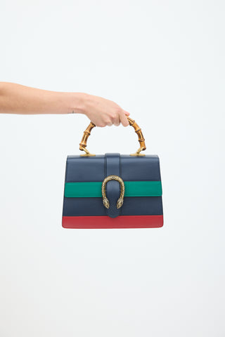 Gucci Navy & Multicolour Leather Dionysus Bamboo Bag