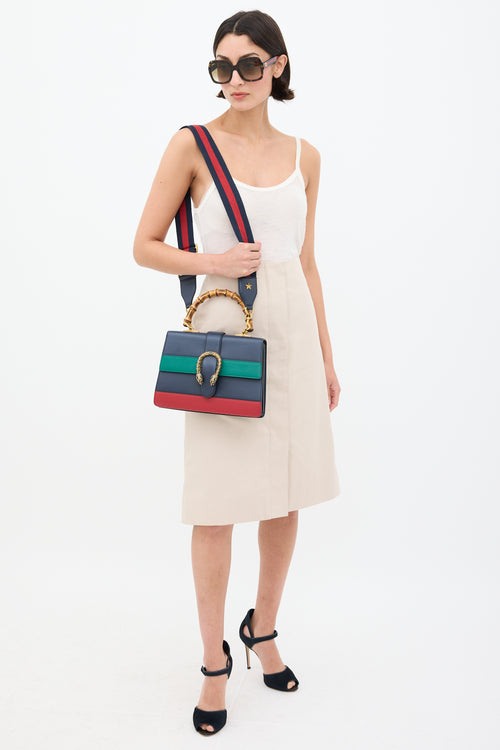 Gucci Navy & Multicolour Leather Dionysus Bamboo Bag