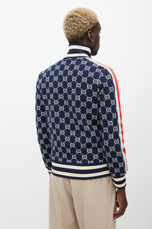 Gucci Navy & Multicolour Striped Monogram Jacket