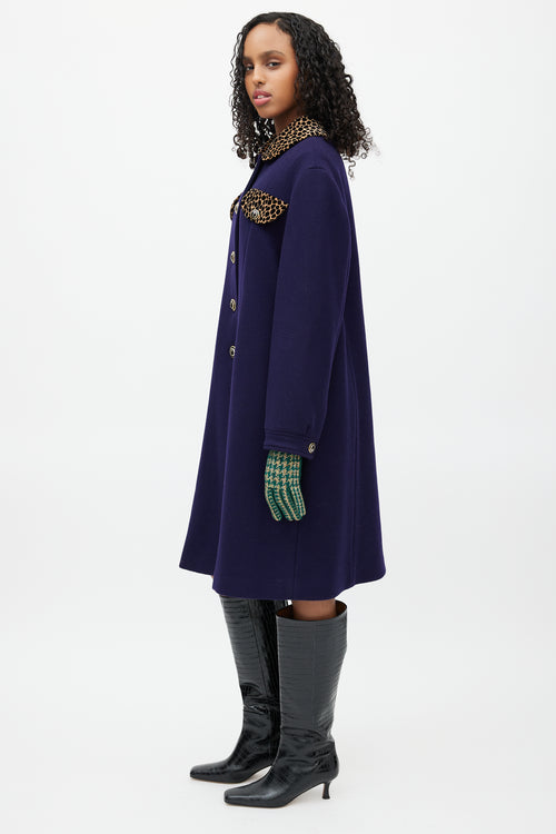 Gucci Navy & Multicolour Wool Coat