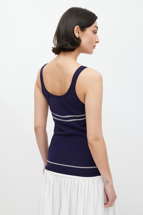 Gucci Navy & White Rope Intarsia Tank Top
