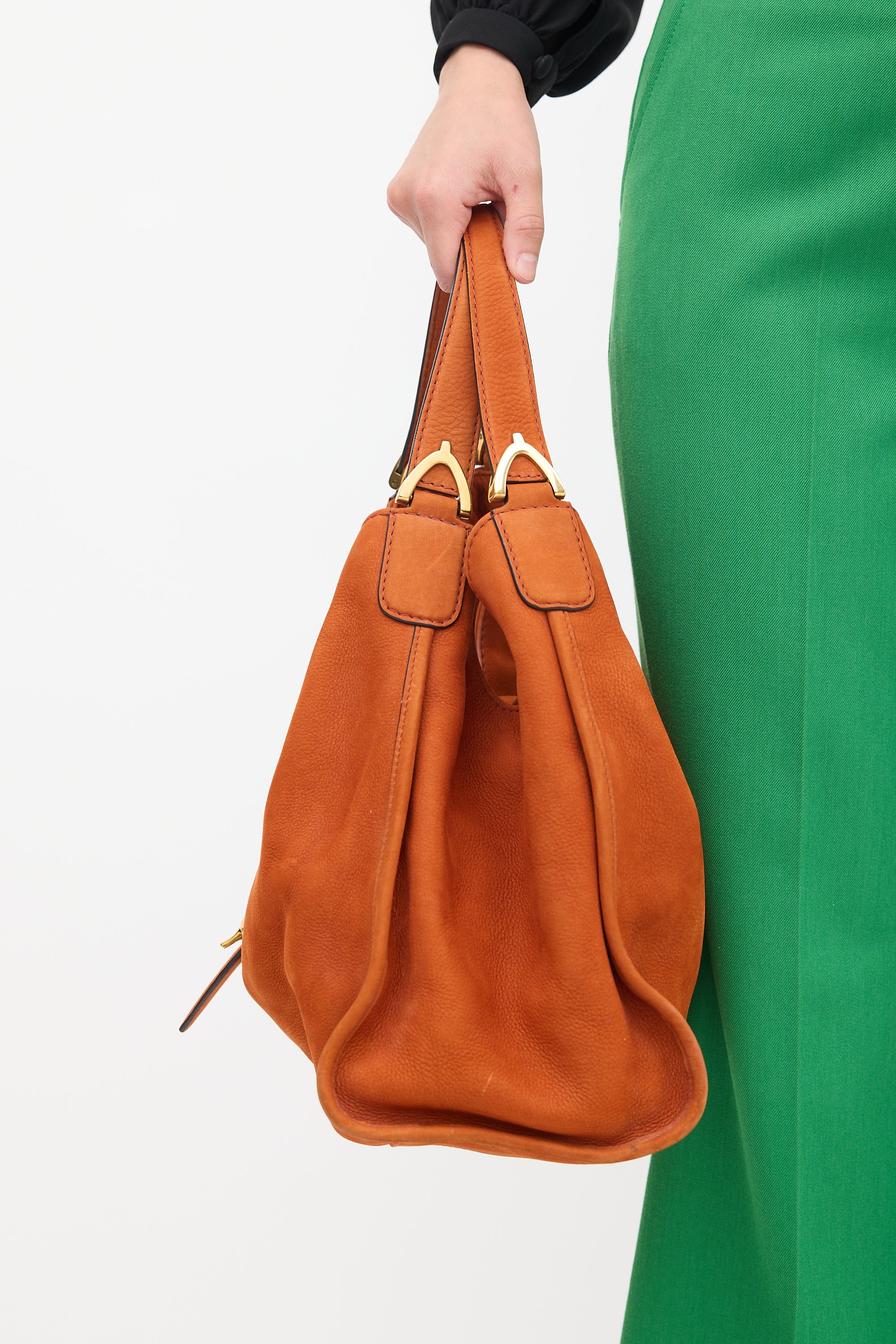 Gucci Orange Suede Stirrup Bag