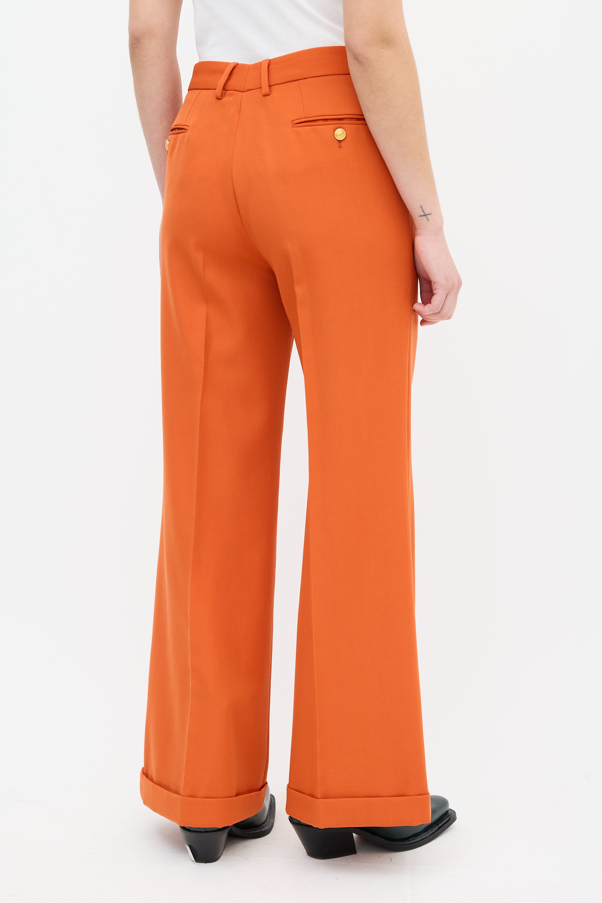 Gucci Orange Wool Flared Trouser