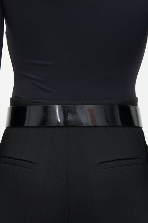 Gucci Patent Leather Interlocking GG Buckle Belt