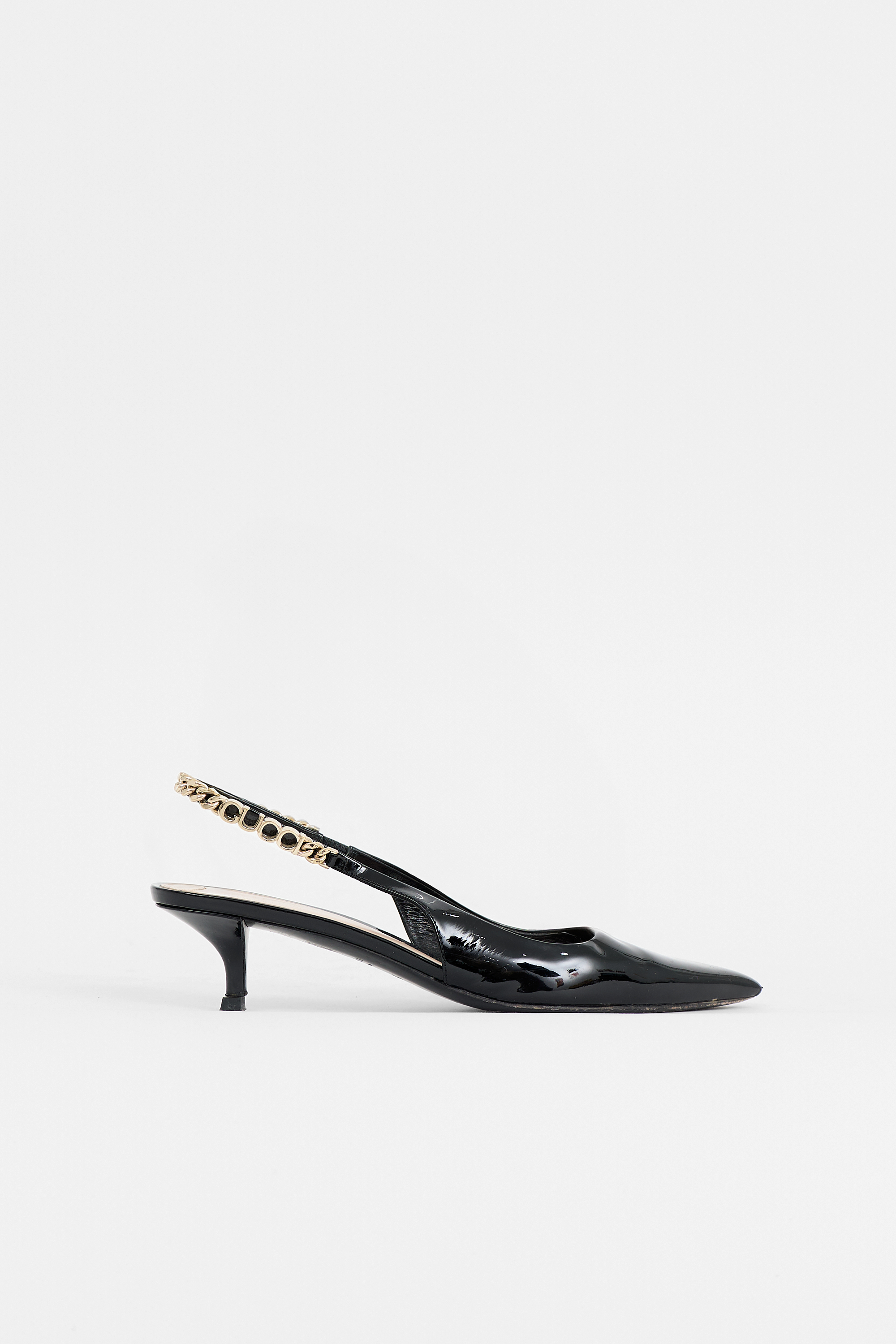 Gucci Patent Logo Slingback Pump