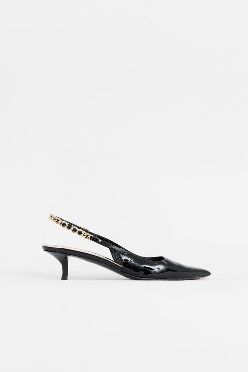 Gucci Patent Logo Slingback Pump