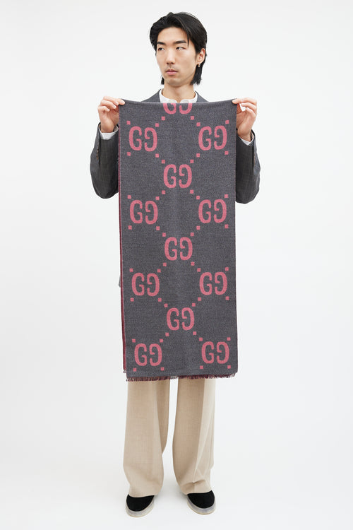 Gucci Pink & Grey Monogram Scarf