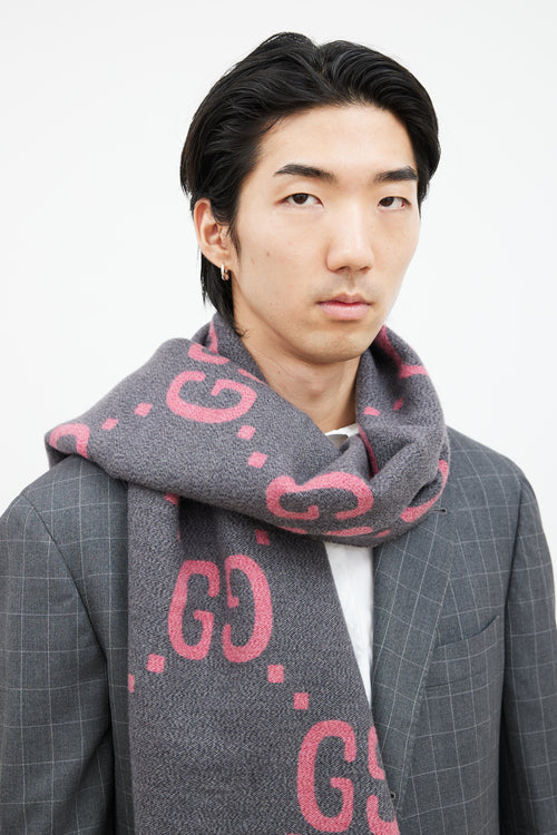Gucci Pink & Grey Monogram Scarf