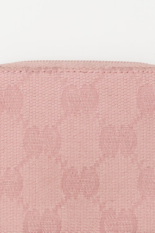 Gucci Pink Monogram Canvas Zip Coin Pouch