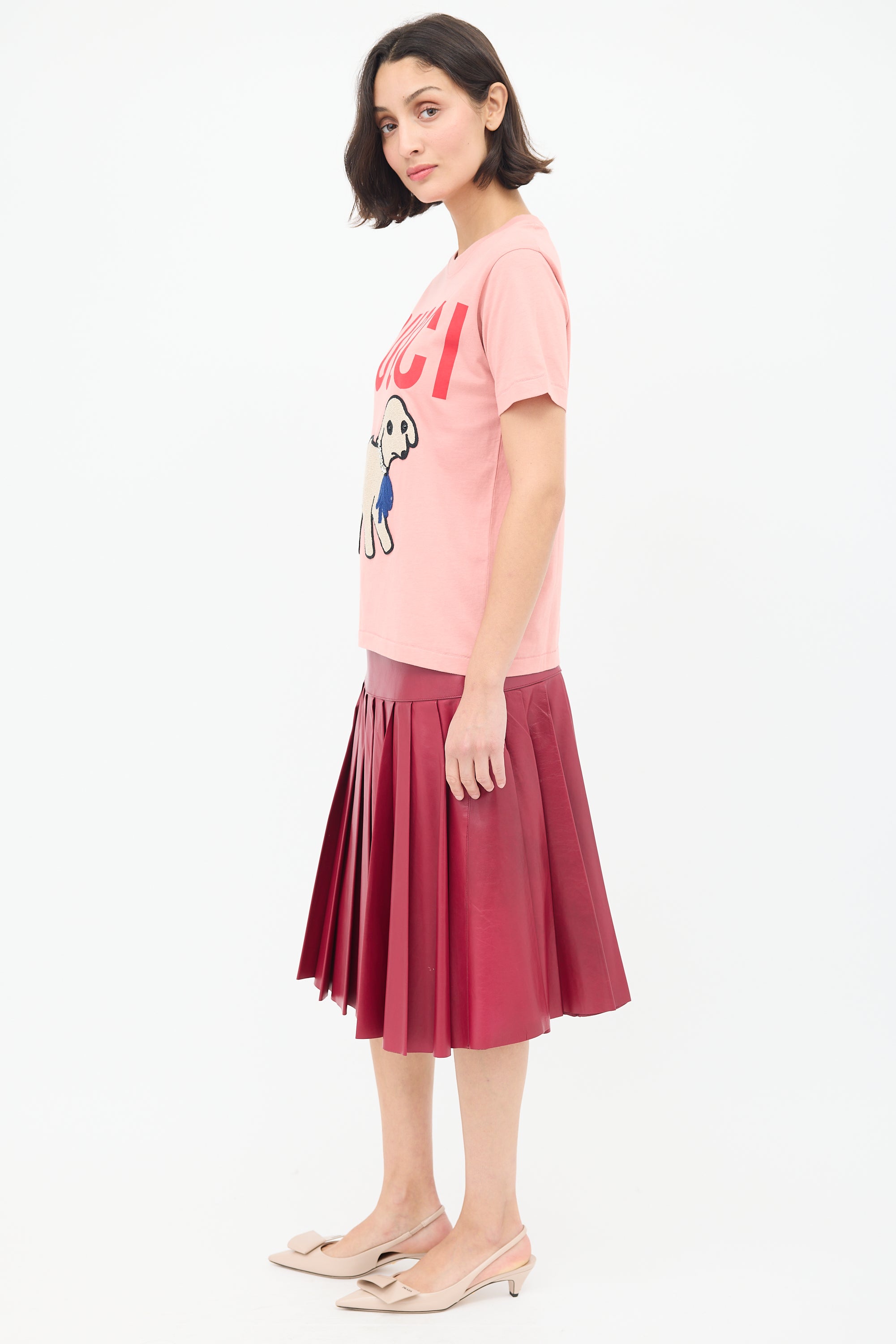Gucci Pink & Multi Embroidered Graphic T-Shirt