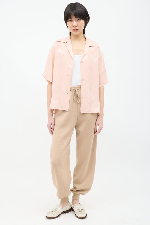 Gucci Pink Silk GG Floral Jacquard  Blouse