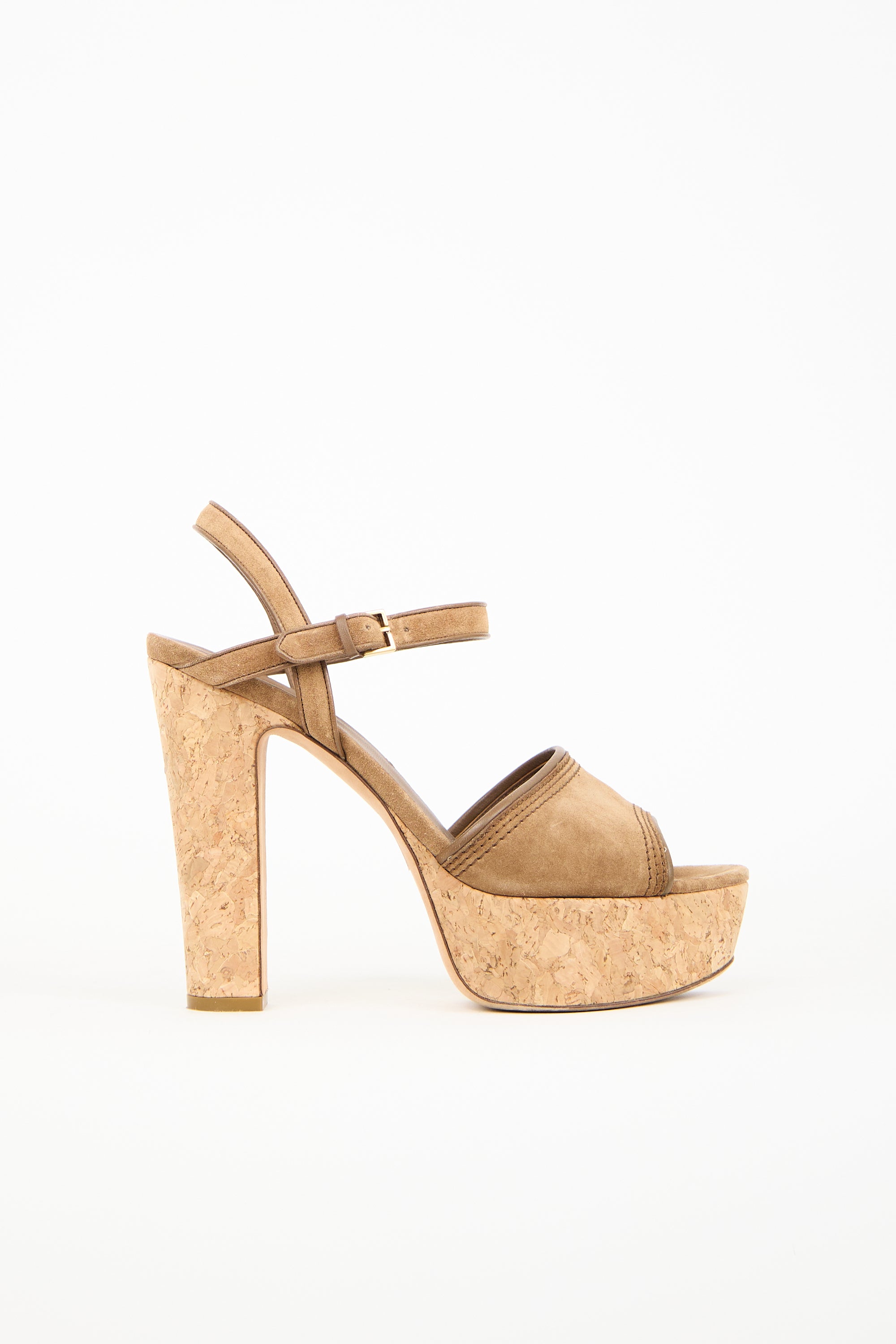 Gucci Brown Suede & Cork Platform Heels