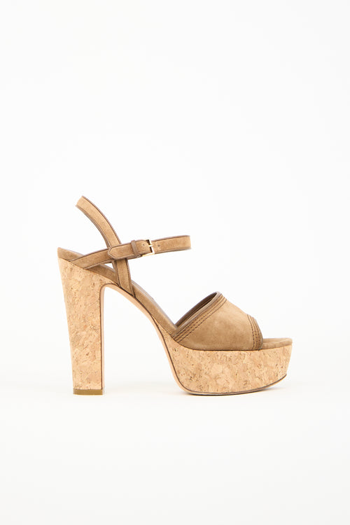 Gucci Brown Suede & Cork Platform Heels