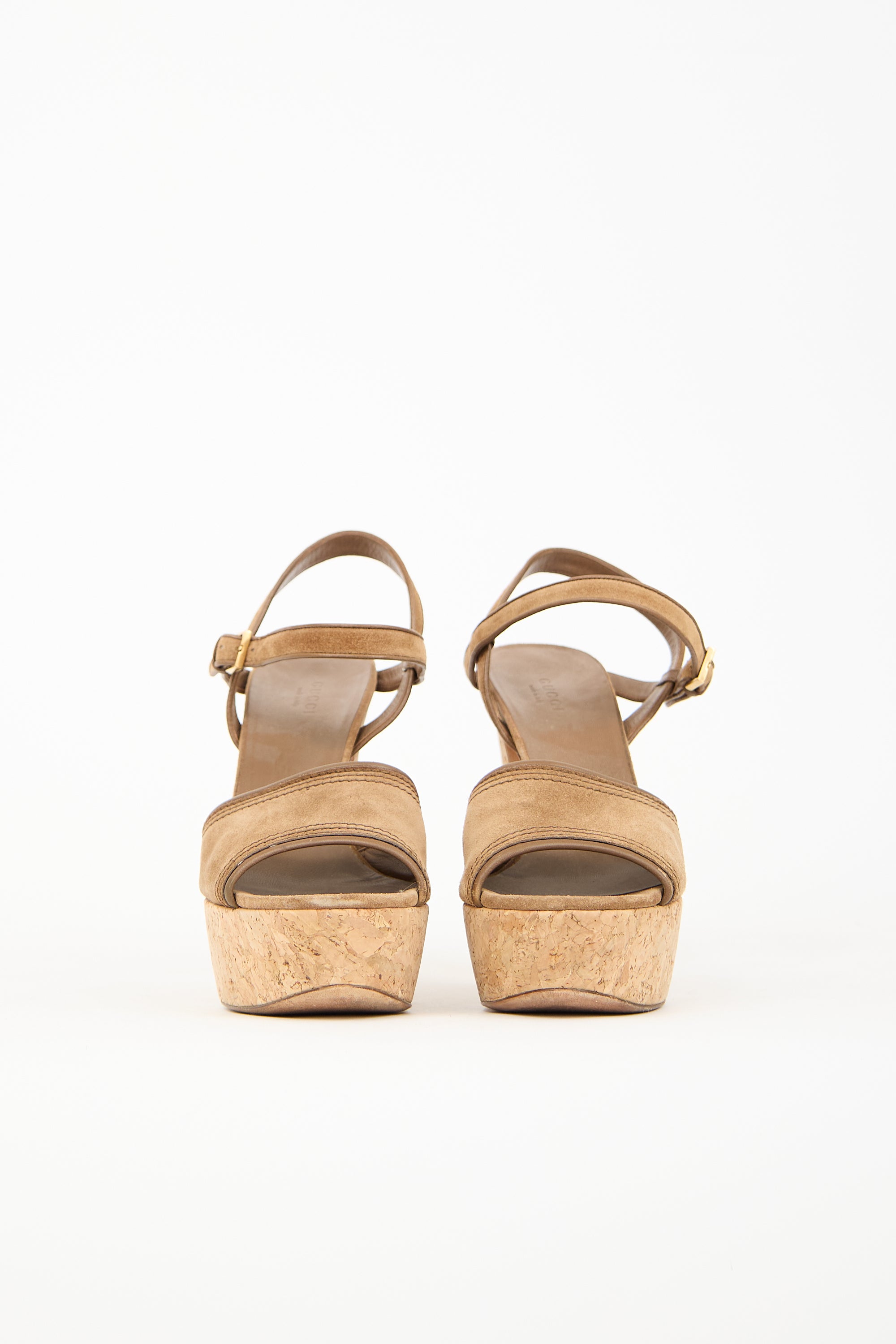 Gucci Brown Suede & Cork Platform Heels