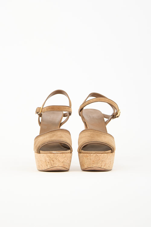 Gucci Brown Suede & Cork Platform Heels