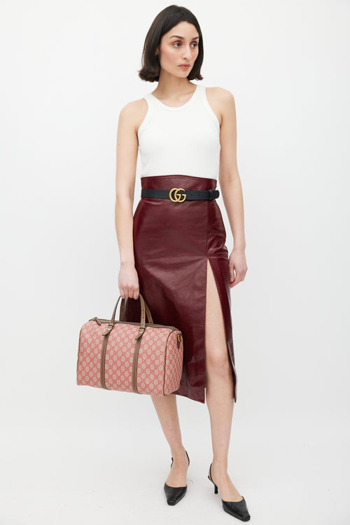 Gucci Red & Brown Monogram Joy Boston Bag