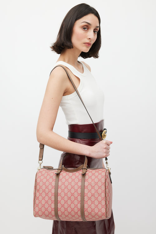 Gucci Red & Brown Monogram Joy Boston Bag