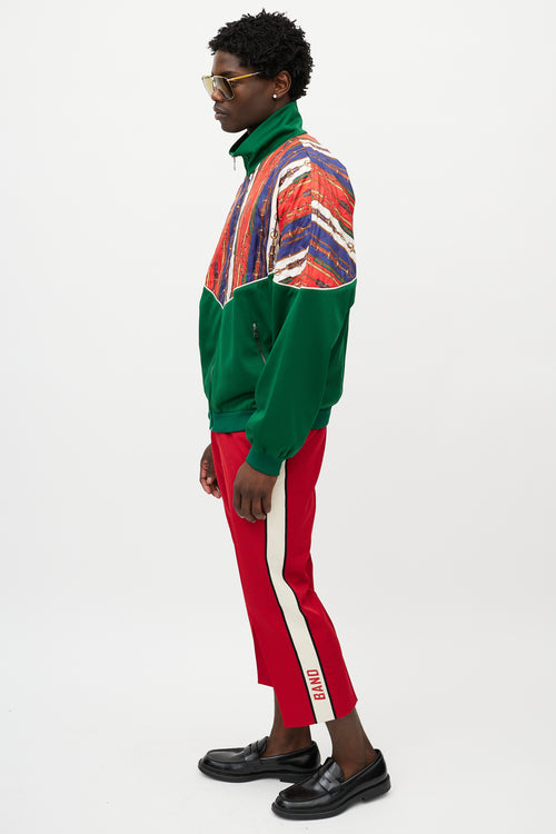 Gucci Red & Cream Cropped Band Logo Trouser