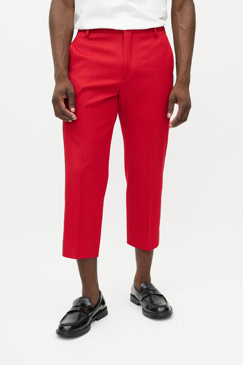 Gucci Red & Cream Cropped Band Logo Trouser
