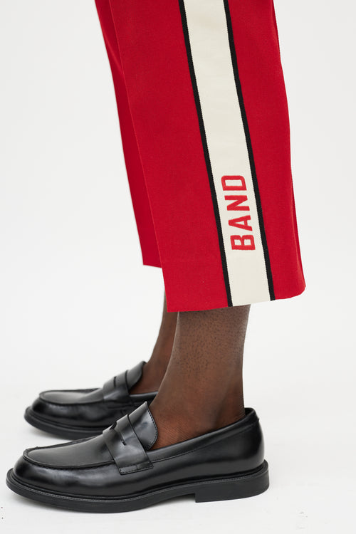 Gucci Red & Cream Cropped Band Logo Trouser