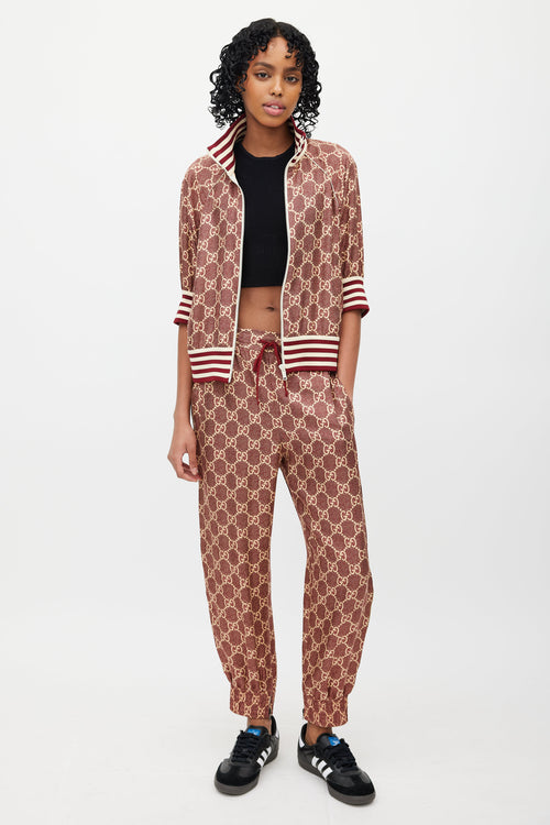 Gucci Red & Cream GG Supreme Monogram Track Suit