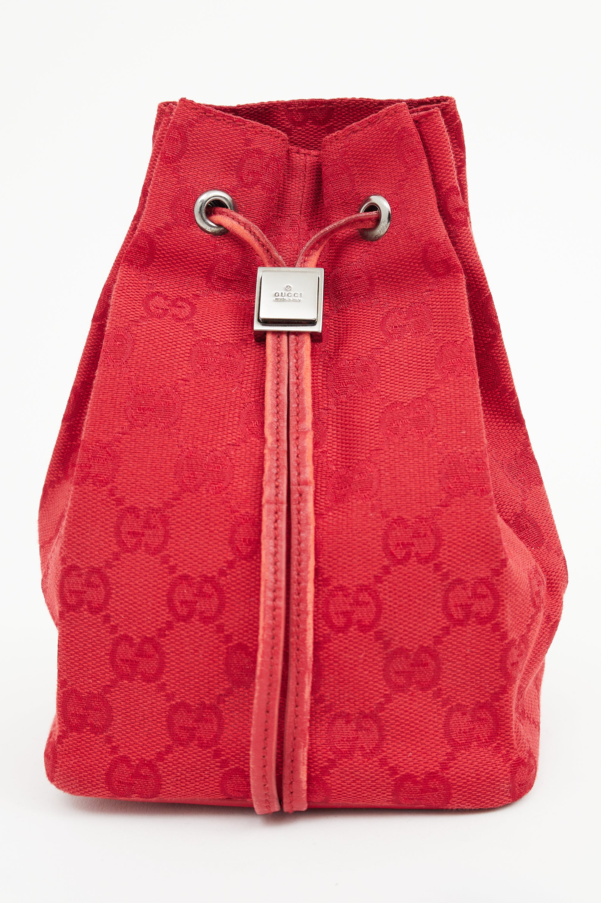 Gucci Red GG Canvas Drawstring Pouch