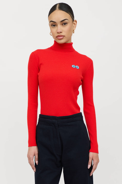 Gucci Wool Knit Logo Turtleneck Sweater