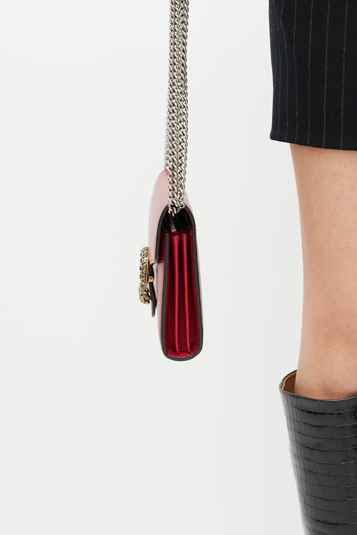 Gucci Red & Silver Leather Mini Dionysus Crossbody Bag
